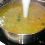 Use hand held blender to puree part of the soup